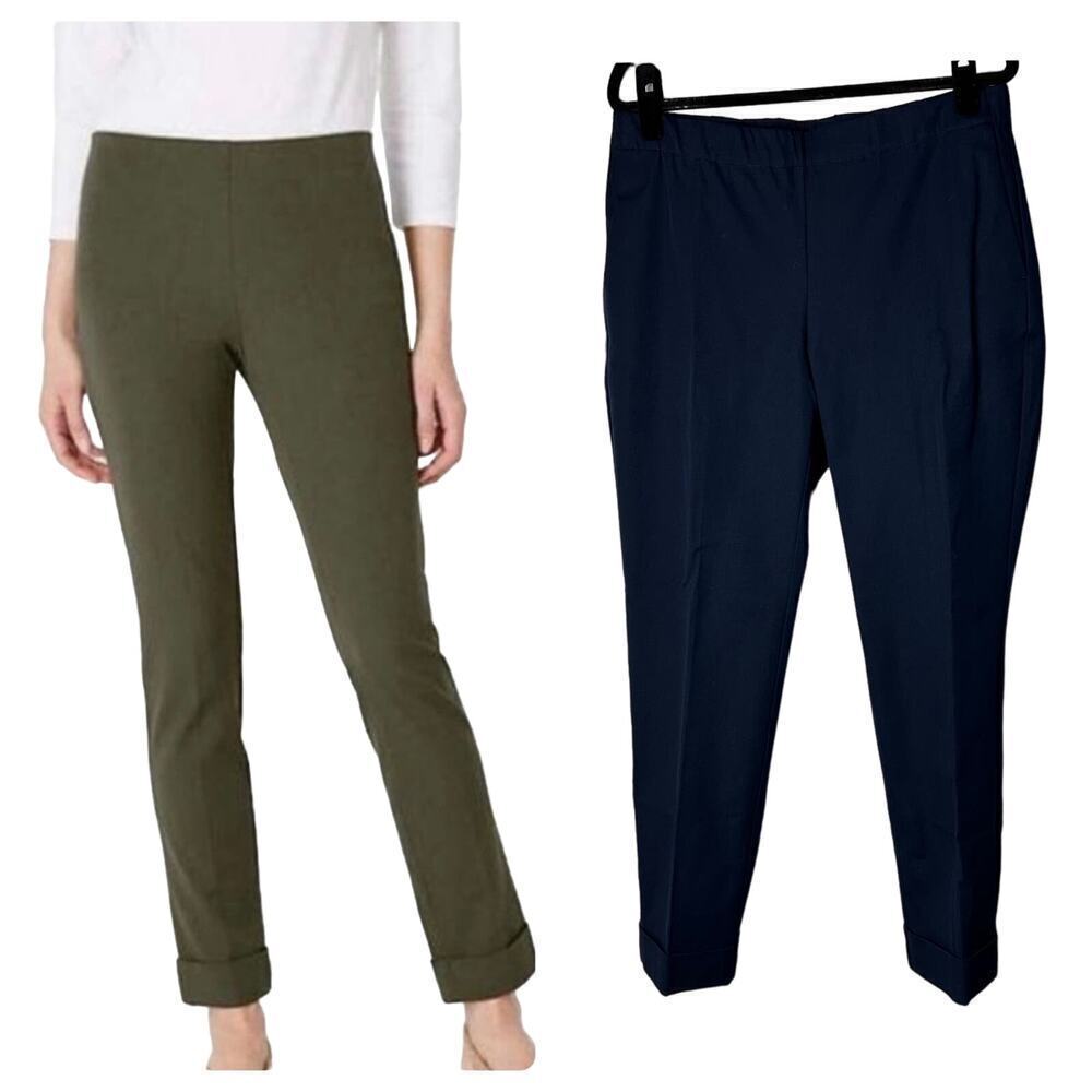 J.Jill Pants Bi Stretch Premium Trousers High Rise Ankle Cotton Navy Blue 10